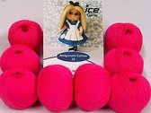 Haakgaren roze neon katoen kopen 50% acryl 50% - Amigurumi garen pakket crochet - haken met pendikte 3 mm. – 8 bollen van 25gram