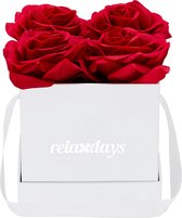 Relaxdays flowerbox 4 rozen  - rozenbox valentijn - giftbox - kunstbloemen - decoratie - rood