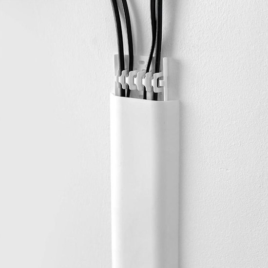 Zelfklevende Kabelgoot- Kabel Opberger - Kabelmanagement - Kabelhouder voor Bureau en TV - Kabelbeschermer - Kabel Organiser - Kabelbrug - Kabelbinders - Lumi Cablehider (Wit)