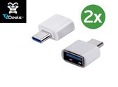 TR Deals Set van 2x USB-C naar USB-A adapter OTG Converter USB 3.0 | |2 pack| USB C to USB A HUB | Verloop - WIT