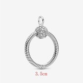 Fler™ Zilveren Halsketting met Hanger | Halsketting Zilver | met hartje aan de keerzijde | Valentijnsdag kado | Kerst cadeau | past op Pandora | Pandora compatible |  Medium Pendan