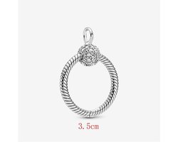 Fler® | 925 Sterling Zilver Halsketting met Hanger | Bedel halsketting 925 Sterling Zilver | met hartje aan de keerzijde | Valentijnsdag kado | Kerst cadeau | geschikt voor alle populaire bedelcollecties | Snake Chain halsketting met medium Pendant