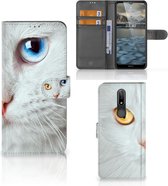 GSM Hoesje Nokia 2.4 Bookcover Case Witte Kat