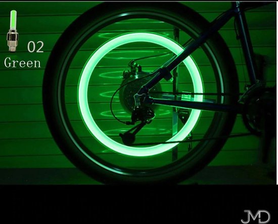 Spaakverlichting - Wielverlichting - LED-spaaklicht - Fietslamp - Kinderfiets - Set van 2 - Groen