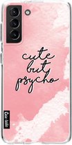 Casetastic Samsung Galaxy S21 Plus 4G/5G Hoesje - Softcover Hoesje met Design - Cute But Psycho Pink Print