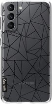 Casetastic Samsung Galaxy S21 4G/5G Hoesje - Softcover Hoesje met Design - Abstraction Outline Black Transparent Print