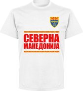 Noord Macedonië Team T-Shirt - Wit - 5XL