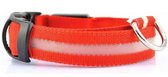 Halsband hond met LED licht - Batterij inclusief - Hondenlamp - Leiband - Lichtgevend - Honden halsband - Katoen / metaal - Veiligheid - Maat L - Zwart / Rood - 45 tot 52 cm