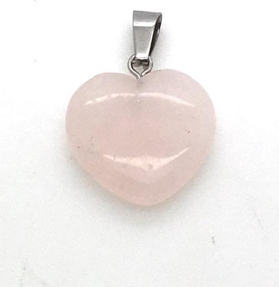 Rozenkwarts edelstenen hartje hanger 2 cm met oog roze rust liefde ruimte