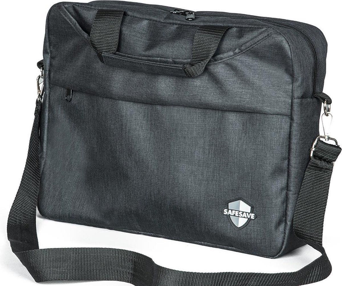 SafeSave laptoptas – Waterafstotende schoudertas met laptop vak en usb aansluiting - draagtas – aktetas – computertas - usb poort - 15.6 inch - grijs