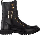 Jochie & Freaks 20956 Veterboots - Laarzen Met Veters - Meisjes - Zwart - Maat 28