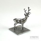 Beeldje hert - miniatuur - Tin - hertje op voet