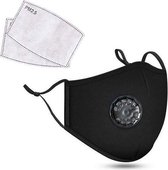 Premium Zwart ventiel Mondkapje - zwart wasbaar Herbruikbaar mondmasker met neusbeugel - Chibaa - facemask - mouthmask - incl. 2 filters