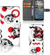 GSM Hoesje Nokia 2.4 Bookstyle Case Skull Red