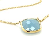 Monzario geelgouden collier met Aquamarijn brioliet