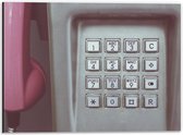 Dibond - Oude Telefoon met Roze Hoorn - 40x30cm Foto op Aluminium (Met Ophangsysteem)