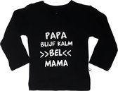 Shirt zwart lange mouw met tekst 50/56