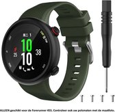 Leger groen / donker groen siliconen sporthorlogebandje voor de Garmin Forerunner 45S – Maat: zie maatfoto - horlogeband - polsband - strap - siliconen - dark / army green rubber s