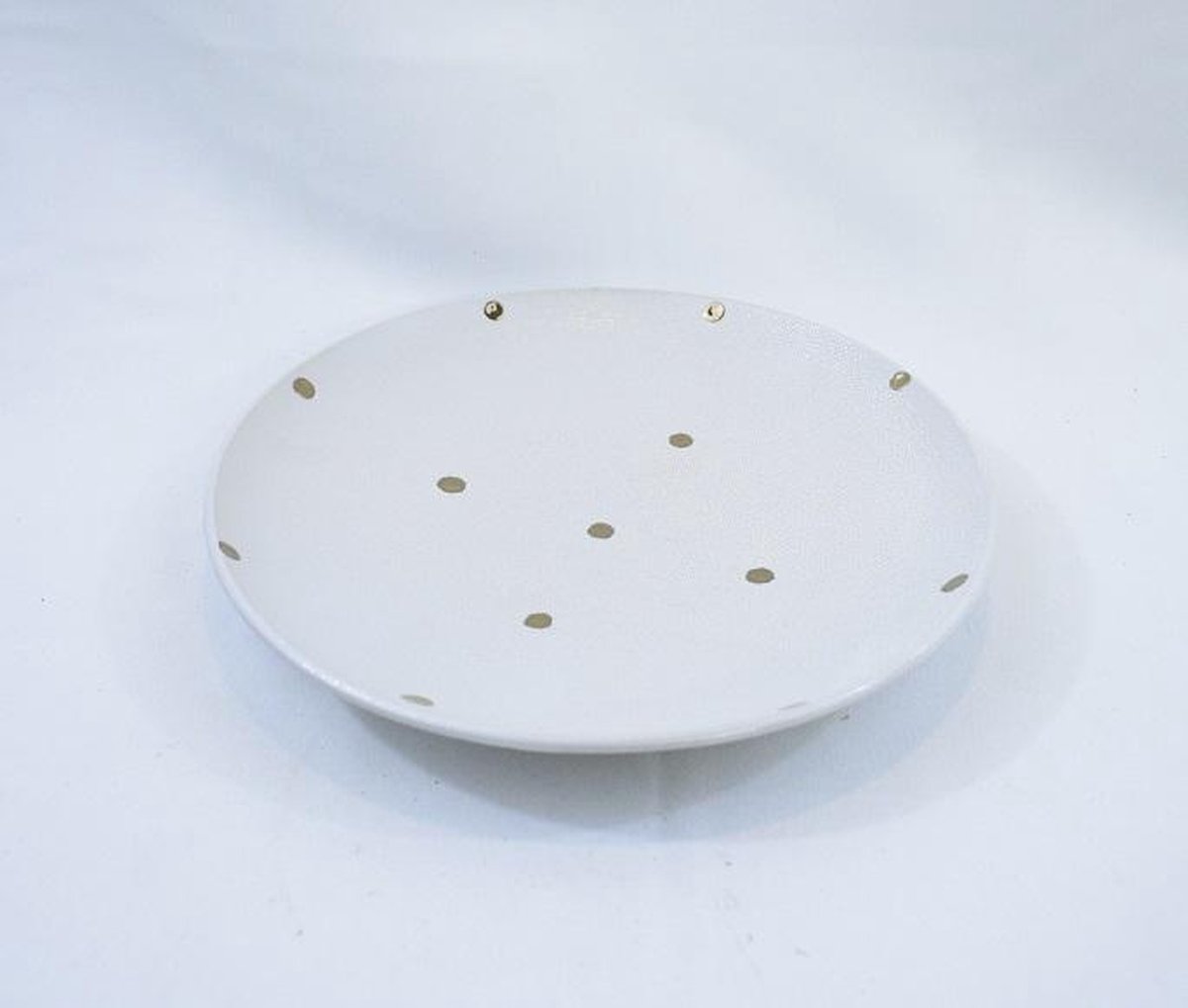 ZoeZo Design - 6 stuks - ontbijtbord - dessertbord - bordjes - ecru met gouden stip - Ø 21 cm