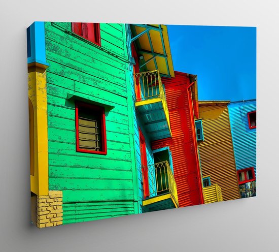 Canvas Cities of Colors Aquarel La Boca - 80x60cm