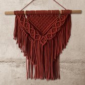 Macramé Wandkleed Roest - Muurdecoratie - Katoen - 50 bij 65 cm - Poefenzo