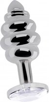 Ribbed Diamond Plug - 3.75 Inch - Silver - Butt Plugs & Anal Dildos - silver - Discreet verpakt en bezorgd