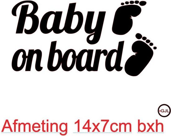 auto / raam sticker  Baby on board  afmeting 14 x 7 cm