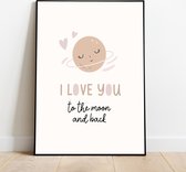 Label2X Poster - Love You To The Moon - 21 X 29.7 Cm - Multicolor