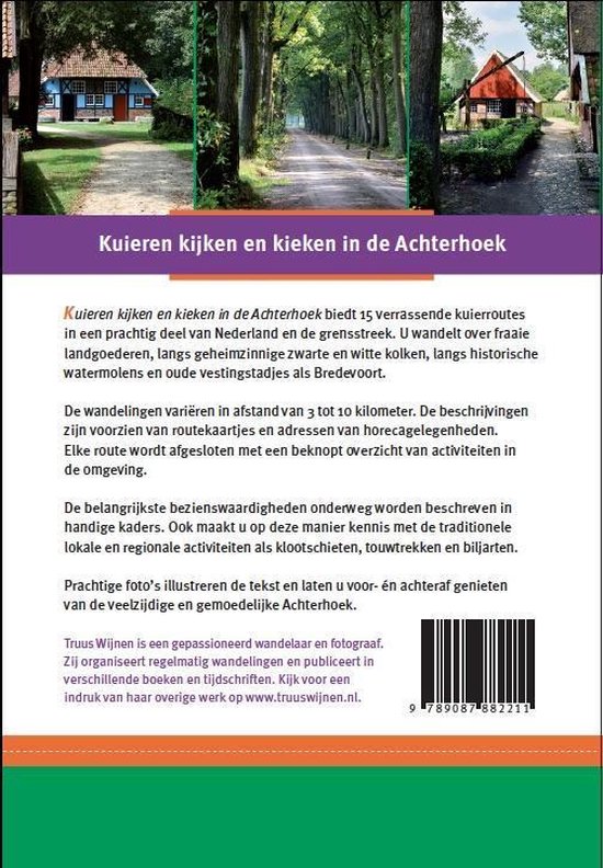 Boek kaft met afbeeldingen van het Achterhoekse landschap en tekst: Kuieren kijken en kiekien in de Achterhoek.