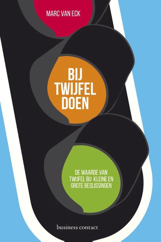 Boek 'Bij twijfel doen' met verkeerslicht-illustratie