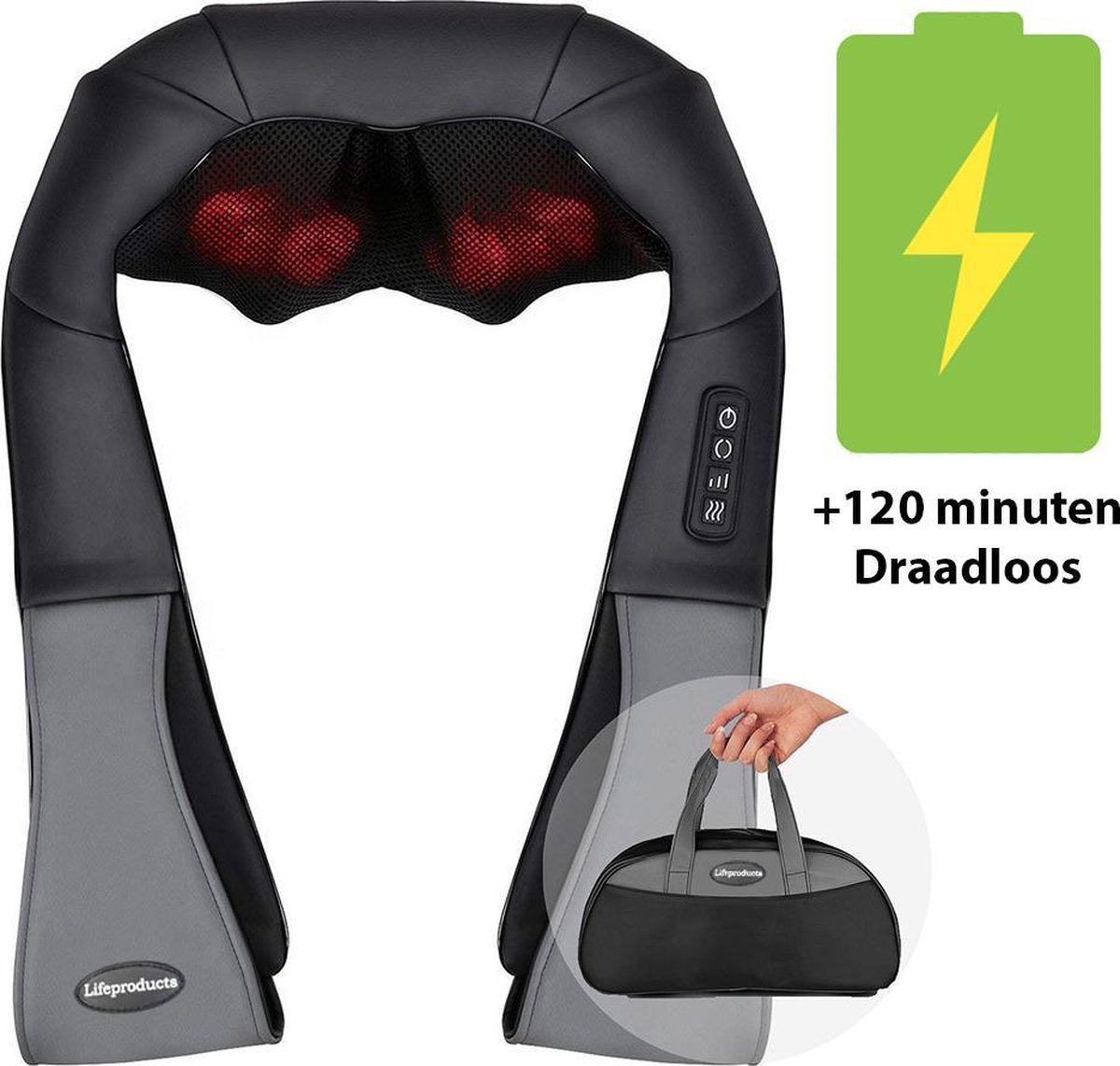 Lifeproducts - Draadloos Massagekussen - Shiatsu Massage