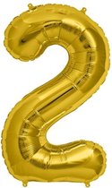 Helium ballon - Cijfer ballon - Nummer 2 - 2 jaar - Verjaardag - Goud - Gouden ballon -
