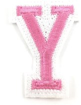 Alfabet Strijk Letter Embleem Patches Roze Wit Letter Y / 3.5 cm / 4.5 cm