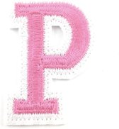 Alfabet Strijk Letter Embleem Patches Roze Wit Letter P / 3.5 cm / 4.5 cm