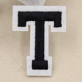 Alfabet Letters Strijk Embleem Patches Zwart Wit Letter T / 4 cm / 5 cm