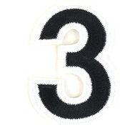 Cijfer Nummer 0 Tot 9 Strijk Emblemen Patch Zwart Wit Cijfer 3 / 5.6 cm / 8 cm