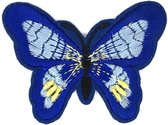 Vlinder Strijk Applicatie Embleem Patch 7 cm / 5.5 cm / Blauw