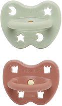 HEVEA speen 2 stuks | 3-36 maanden orthodontisch | Elves red + Nordic sea green