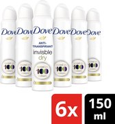 Dove Invisible Dry Anti-Transpirant Deodorant Spray - 6 x 150 ml - Voordeelverpakking