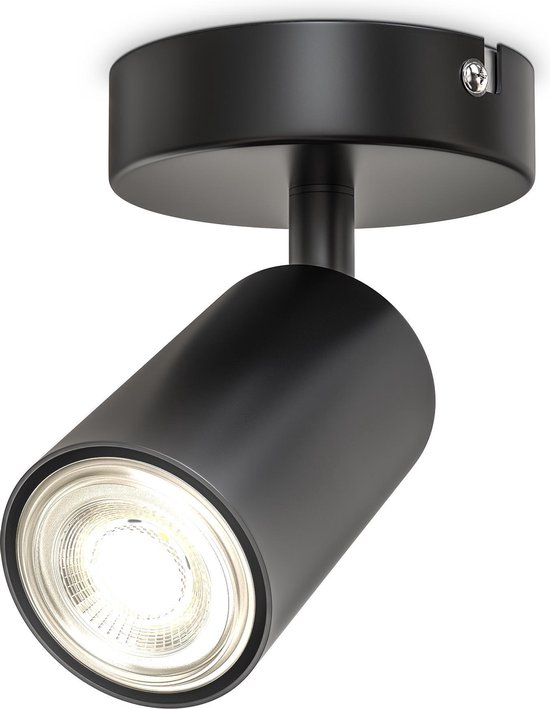 B.K.Licht - Opbouwspot - plafondspot met 1 lichtpunt - zwarte spot - GU10 fitting - draaibar - kantelbaar - wandspots - excl. GU10