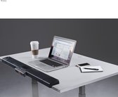 Treadmill Desk TR1200-DT7 avec bureau réglable en hauteur électroniquement. Bureau Grijs 96,5 cm (38 ") de large et base en métal noir.