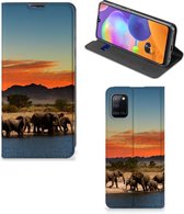 Telefoon Hoesje Geschikt voor Samsung Galaxy A31 Wallet Book Case Olifanten