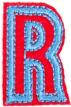 Alfabet Letter Strijk Embleem Patches Rood Blauw 3 x 2 cm / Letter R