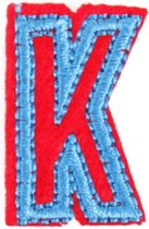 Alfabet Letter Strijk Embleem Patches Rood Blauw 3 x 2 cm / Letter K