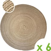 6 x ECO Placemat - Geweven - Natural - Linen - Japanse Stijl - Feestelijk - Tafel - Borden - Onderlegger - Rond - 6 x 36cm Beige