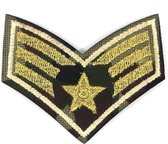 Army Military Rangstrepen Camouflage Embleem Strijk Patch 7 cm / 5.8 cm / Groen Goud Zwart