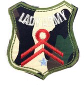 Legergroene Camouflage Lady Army Tekst Strijk Embleem Patch 7,5 x 9 cm