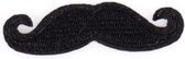 Snor Hipster Moustache Strijk Embleem Patch Zwart 6 cm / 1.6 cm / Zwart