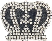 Zwarte Kroon Met Strass Strijk Patch 4,8 x 4,9 cm