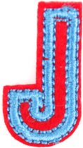 Alfabet Letter Strijk Embleem Patches Rood Blauw 3 x 2 cm / Letter J